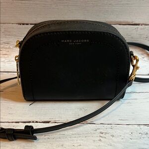 Marc Jacobs Black Dome Crossbody Bag with Gold Hardware